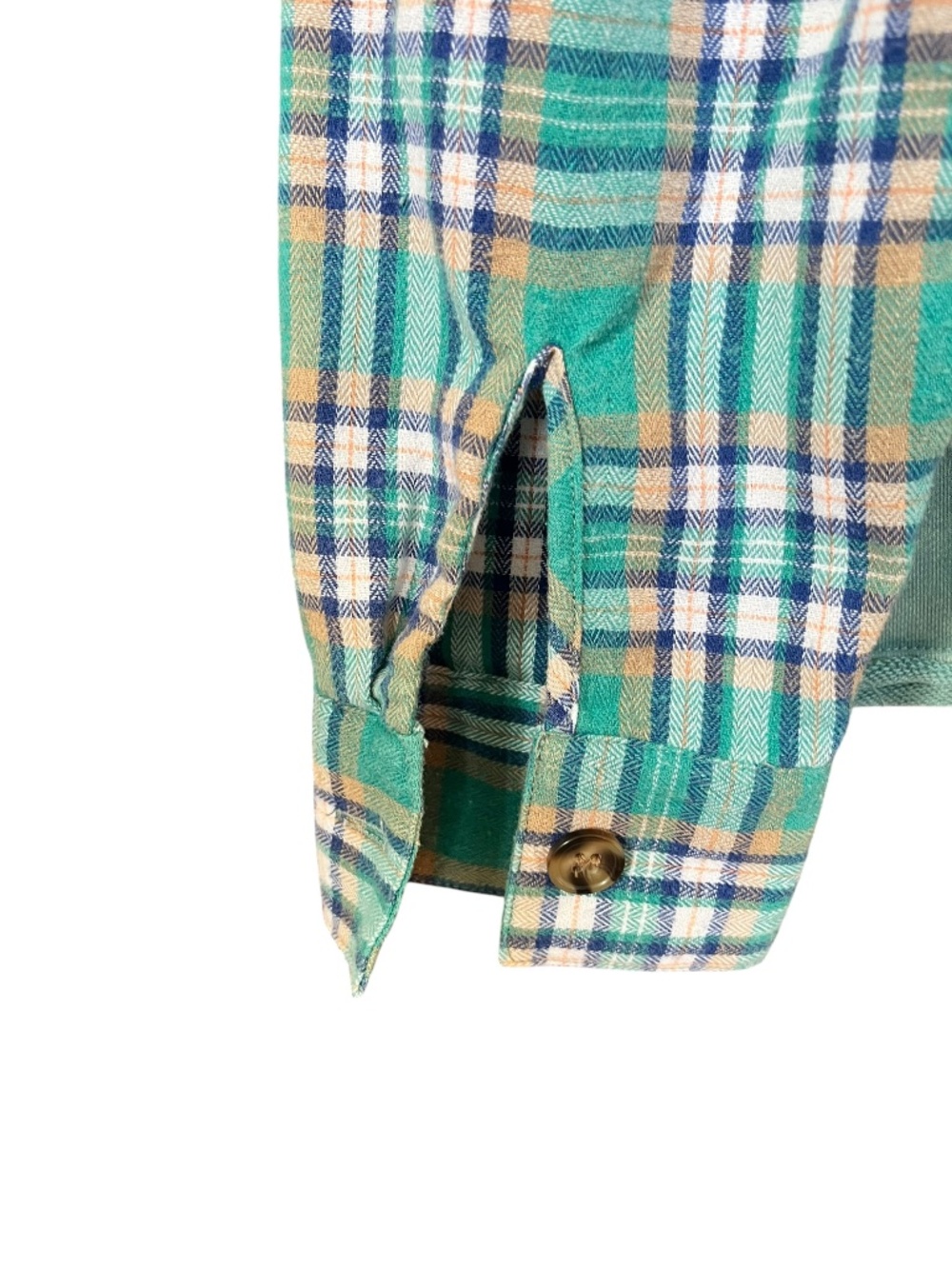Easel Green Plaid Peace Layered Washed Knit Long Sleeve Pullover Sweatshirt SZ S - Picture 6 of 10
